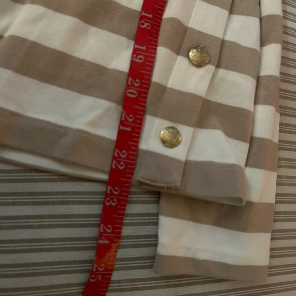 New J Crew Striped gold button-side tee classic preppy casual sweater top XS
